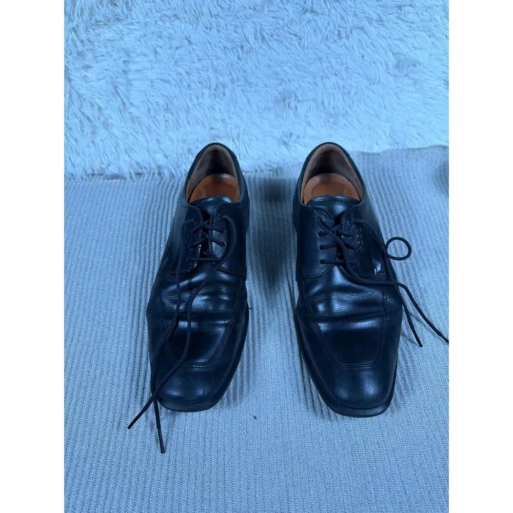 Ecco Shoes Mens Size 41 EU Black Leather Oxford Extra Width Made Portugal